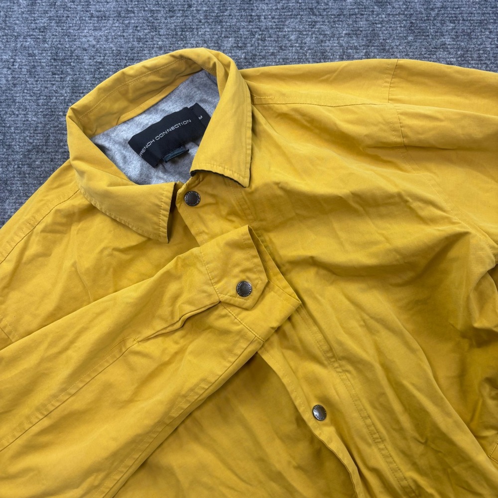 French Connection Coaches Jacket Medium Yellow Snap Front Drawstring Women's